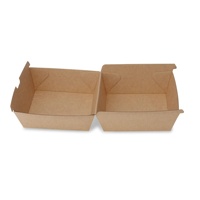 Boîtes à hamburgers en carton kraft 16,8x15,8x9,8 cm, résistantes à l'huile, jetables, pour la restauration rapide - Vente chaude