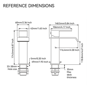 حنفية حمام فاخرة بتصميم شلال من الفولاذ المقاوم للصدأ 304 باللون الأسود، حنفية أحادية الذراع بفتحة واحدة مع شهادة CE - Product Image 2