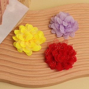 Fleur en mousseline de soie maillée 6 cm, faite à la main, pour accessoires de cheveux et vêtements, collection Printemps 2024, origine Jinhua - Product Image 4