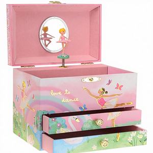 Boîte à bijoux pour filles de style ballet Jakos Manufacturer avec ballerine rotative, <span class=keywords><strong>musique</strong></span> Swan Lake, 2 tiroirs, rose, 7x5x6 pouces - Product Image 1