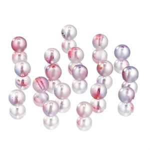 Frosted Glass Beads 30Pcs Small Round Double Hole Dreamy Crystal Gold Powder Loose Beads For DIY Phone Chain Accessories - Product Image 2