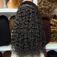 Perruque 5x5 en dentelle HD suisse, cheveux humains vierges malaisiens non traités Remy, bouclés profonds, ondulés, sans colle, nœuds blanchis, couleur naturelle
