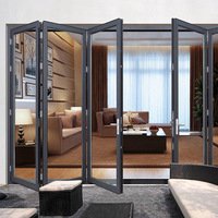 Porte pliante coulissante moderne en alliage d'aluminium ignifuge avec moustiquaire en fibre de verre pour entrée d'hôtel et usage extérieur