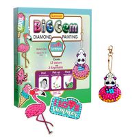 Kit Lukisan Berlian Flamingo Big Gem Untuk Anak-Anak DIY Stiker Seni Permata Buat 12 Stiker & 2 Gantungan Kunci Hadiah Edukatif Untuk Anak Perempuan