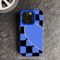 Coque de téléphone portable tendance motif quadrillé coloré argenté pour iPhone 16 15 Pro Max 14 13, coque arrière transparente IMD effet pierre fraîche
