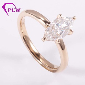 Anillo de oro amarillo de 14 quilates Anillo de diamantes Moissanite Anillo de compromiso de oro macizo de <span class=keywords><strong>1</strong></span>.5 quilates Marquesa - Product Image 4