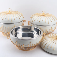 Réchaud de Luxe Sophistiqué au Design Minimaliste en Forme de Cage à Oiseaux, Or Élégant, 3.5L 4.5L 5.5L, Ensemble de Plats de Présentation Contemporain pour la Restauration
