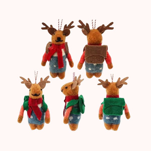Bán buôn Len cảm thấy Hươu Mặt dây chuyền Khăn Đỏ Túi Mặt dây chuyền búp bê treo Cây giáng sinh trang trí nhà bên đóng gói Nguồn cung cấp - Product Image 2
