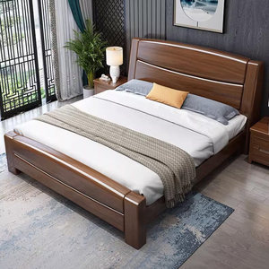 Chinese Style Solid Wood Double Bed 1.8m Walnut Storage Master Bedroom Bed With Simple Storage 1.5m Single Bed Economy Type - Product Image 3