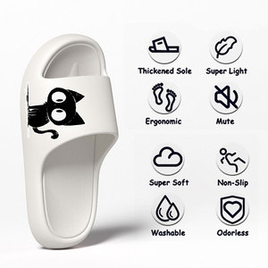 Carino gatto nero EVA pantofole da bagno per interni scarpe da bagno estive resistenti agli odori uso da famiglia morbide e comode pantofole da giardino - Product Image 6