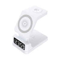 4-in-1 Magnetische Draadloze Oplader Snelladen Bureau Telefoonhouder Met Wekker en LED Indicator Dock