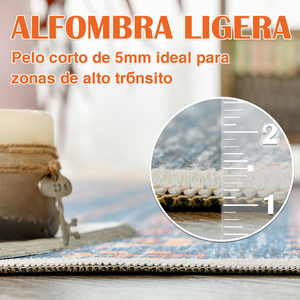 Karpet Vintage JINCHAN Sustainable Gabbeh, Dapat Dicuci, Motif Bunga, Warna Merah Bata Biru, Alas Lantai Dalam Ruangan - Product Image 4