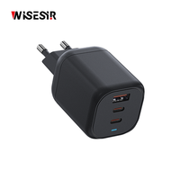 Chargeur rapide universel WISESIR 65W GaN avec prise pliable, sortie 1A2C, PD QC3.0 PPS OVP OTP, efficacité 92%, voyage, bureau, maison