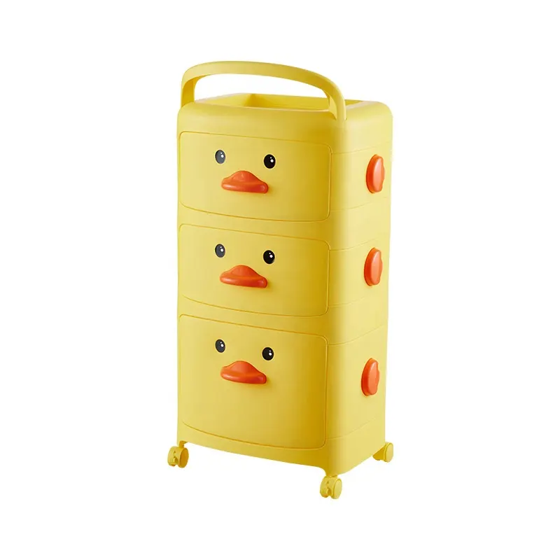 Children's yellow duck drawer baby toys snacks layered arrangement cabinet bedroom living room storage plastic cabinet