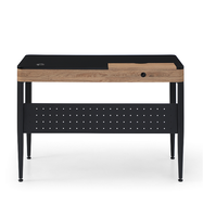 Table d'ordinateur en bois mélaminé MDF noir avec pieds en métal peint en noir Fabriqué en Chine
