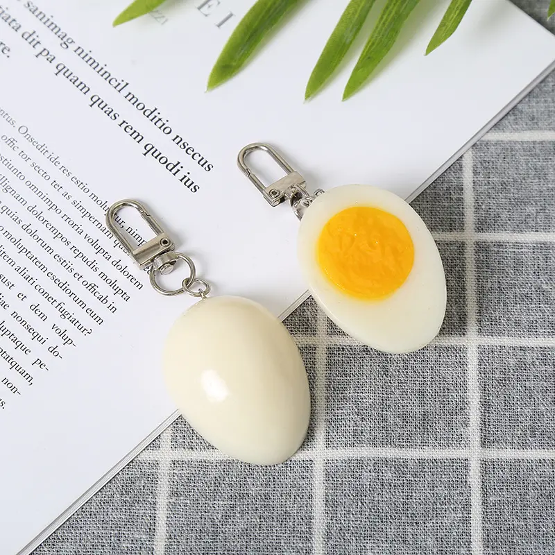 Portachiavi con uova in PVC emulational innovativo portachiavi con proteine del siero di latte per alimenti