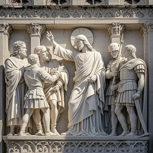 Estatua famosa Católica Cristiana talla de piedra grande primera estación Jesús condenó <span class=keywords><strong>muerte</strong></span> mármol blanco Jesús 14 estación escultura - Product Image 6