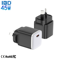 Chargeur mural USB Type-C à port unique, personnalisé avec logo, vente en gros, mini, rapide, PD 3.0 45W QC3.0 OTP, matériau GaN