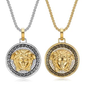 Ciondolo FUTUJI in Stile Hip-hop Punk, Ciondolo <span class=keywords><strong>Mitologia</strong></span> <span class=keywords><strong>Greca</strong></span>, Ciondolo Impermeabile Placcato Oro PVD, Ritratto Inciso su Due Lati - Product Image 1