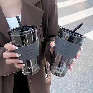 Gobelet en verre Gucgres 500 ml avec paille réutilisable pour les voyages et l'usage quotidien - Product Image 1