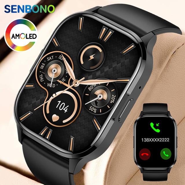 SENBONO HK21 AMOLED Smartwatch Men 2.01'' HD Big Screen Answer Call Blood Pressure Fitness Tracker Sports Men Smart Watch Woman