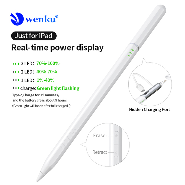 New Stylus Pen With Power Display for Tablet Chargeable Touch Marker Pen for iPad Active Pencil With Stylus and Led Light