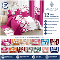 Großhandel 12-teiliges Luxus-Kingsize-Schlafzimmer-Set in einer Tasche mit passenden Vorhängen und Teppich