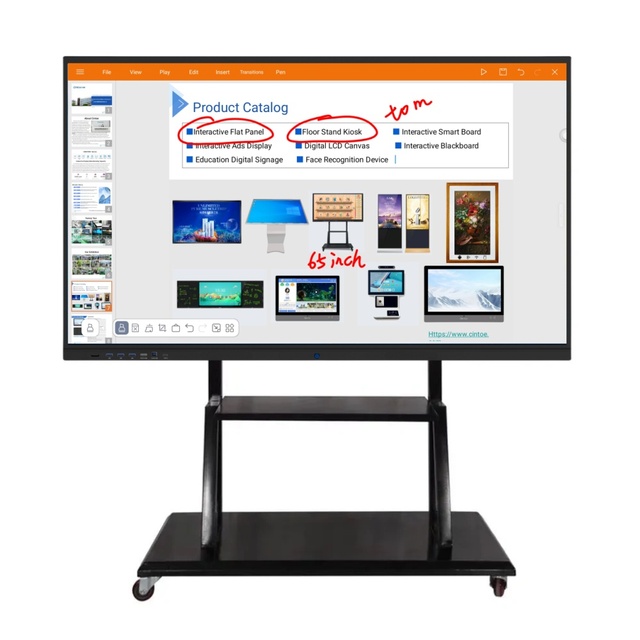 ZDHQ Factory-Direct 98-115 Inch 4K Mobile Smart Whiteboard Android Multi-Function Interactive Boards for School & Office