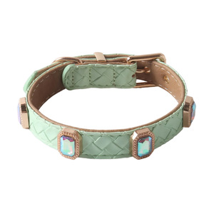 <span class=keywords><strong>Collar</strong></span> para Mascotas al por Mayor del Fabricante, Nuevo <span class=keywords><strong>Collar</strong></span> de Cuero <span class=keywords><strong>PU</strong></span> con Hebilla Metálica Tejida con Diamantes para Gatos y Perros, para Gatitos y Cachorros - Product Image 6