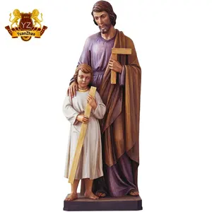 Statue grandeur nature en résine du <span class=keywords><strong>père</strong></span> de jésus, <span class=keywords><strong>Saint</strong></span>-prince tenant un garçon et un enfant, pour la décoration de l'église religieuse - Product Image 1