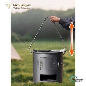 Portable Wood Burning <b>Stove</b> Aluminum Outdoor Camping Cooking <b>Stove</b> with Foldable Legs and Firewood Holder - Product Image 6
