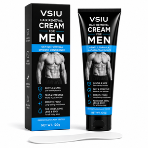 Crème dépilatoire douce et indolore VSIU pour hommes 120g, longue durée, pour toutes les zones du corps masculin : poitrine, bras, jambes - Product Image 1