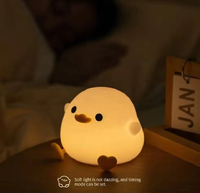 Lampe de chevet en silicone souple en forme de canard mignon, veilleuse USB rechargeable tactile pour chambres à coucher
