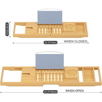 Plateau de bain de luxe en bambou, réglable et extensible, avec support pour verre à vin, accessoires de spa en bois naturel
