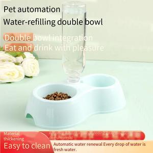स्वचालित गुरुत्वाकर्षण पालतू जल फीडर दोहरे कटोरे के साथ, डिचेबल बिल्ली और कुत्ते खिलाने वाला कटोरा - Product Image 6