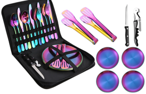 Ensemble de couteaux d'extérieur, cuisine de camping portable, couteau de chef en céramique, couteau à fruits, planche à découper avec rangement - Product Image 3