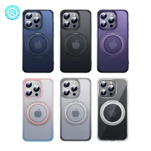 Funda magnética para teléfono móvil para iPhone 15 Pro, accesorios para teléfono con soporte giratorio de 360 grados