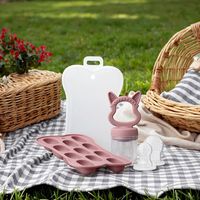 Nouvel ensemble d'alimentation pour bébé Explosion Fresh Fruit : anneaux de dentition en silicone et plateau de qualité alimentaire, jouet souple pour les nourrissons plus jeunes
