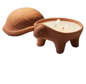 Özel kaplumbağa kil terracotta hediye sıcak satış mumluk seramik mum kavanoz hayvan mum teneke kutu