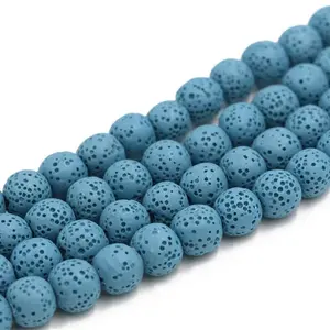 Wholesale 4mm 6mm 8mm Natural colorful Volcanic Lava Rock Stone Beads Strand for DIY Jewelry Making