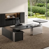 Bureau de direction moderne en L à double moteur, réglable en hauteur électriquement, avec mémoire, pour bureau à domicile (Bois)
