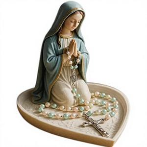 Statuette de la Vierge Marie en résine peinte à la main, statue de la mère catholique, sculpture religieuse pour l'autel de la maison, salle de prière, cadeau - Product Image 4