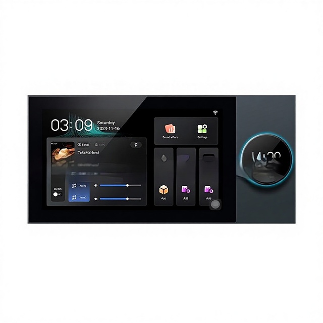 YDD Tuya Alexa Google Home Smart Central Control Screen Knob Press Quick Two-Section Background Music Host 5.0" Screen