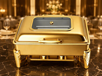 Gewerbliche Küchenausstattung Hochwertiger Hydraulischer Schwarzer Runder Chafing Dish Buffet-Wärmer mit Glasdeckel
