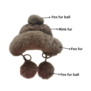 Chapeau en fourrure de <span class=keywords><strong>zibeline</strong></span> de haute qualité avec pompon en fourrure de renard, style Ushanka classique, en fourrure de vison véritable tissée pour femme - Product Image 6