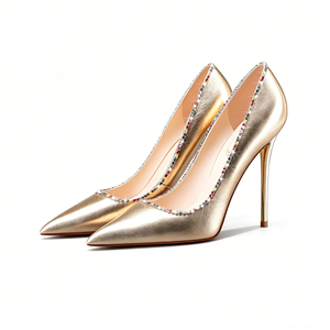 Nouvelle Arrivée 2026 – Escarpins Élégants Dorés à Bout <span class=keywords><strong>Pointu</strong></span> Grande Taille en Zircon pour Femme, Style Formel et Banquet, Talons Hauts Décolletés - Product Image 2