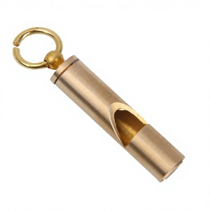 Sifflet de survie en laiton, porte-clés, pendentif rond en métal, outil de signalisation extérieur, sifflet d'urgence pour premiers secours - Product Image 1