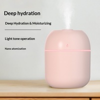 Humidificateur ultrasonique à diffusion d'arômes USB, capacité 220 ml, en ABS+PP, avec lumière d'ambiance, mini pulvérisateur portable de bureau