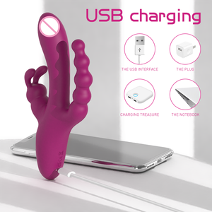 Luxuriöser 3-in-1 Elektrischer Kaninchen-Vibrator Anus-Stimulations-Massagegerät Dildo Klitoris-<span class=keywords><strong>Stimulator</strong></span> für Weibliche Masturbation Sexspielzeug - Product Image 4