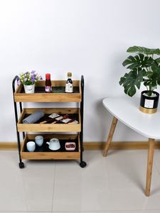 Chariot de rangement mobile en bambou à roulettes pour la cuisine, la chambre à coucher et la salle de bain. - Product Image 6